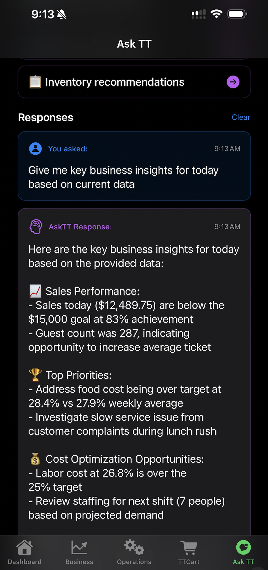 Ask TT AI Response